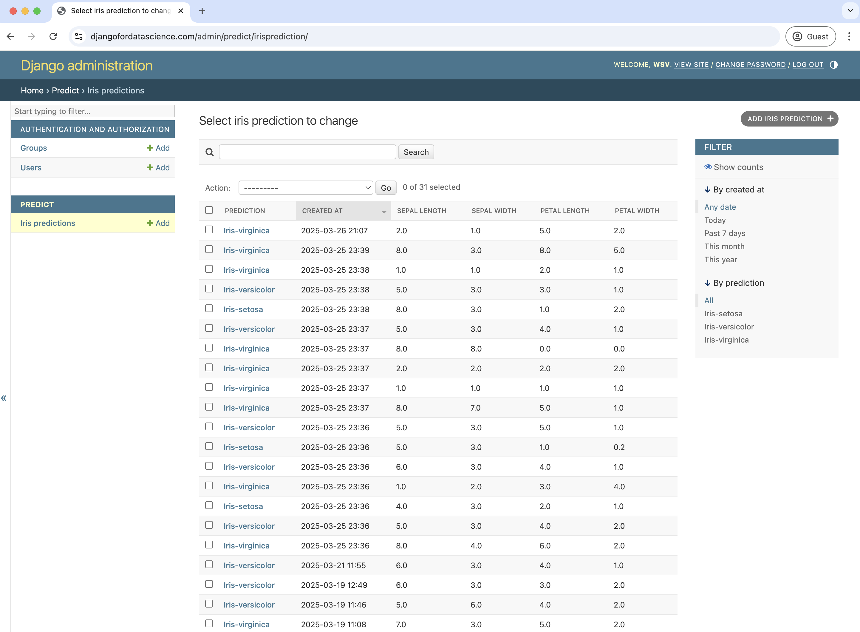 DjangoforDataScience.com Admin