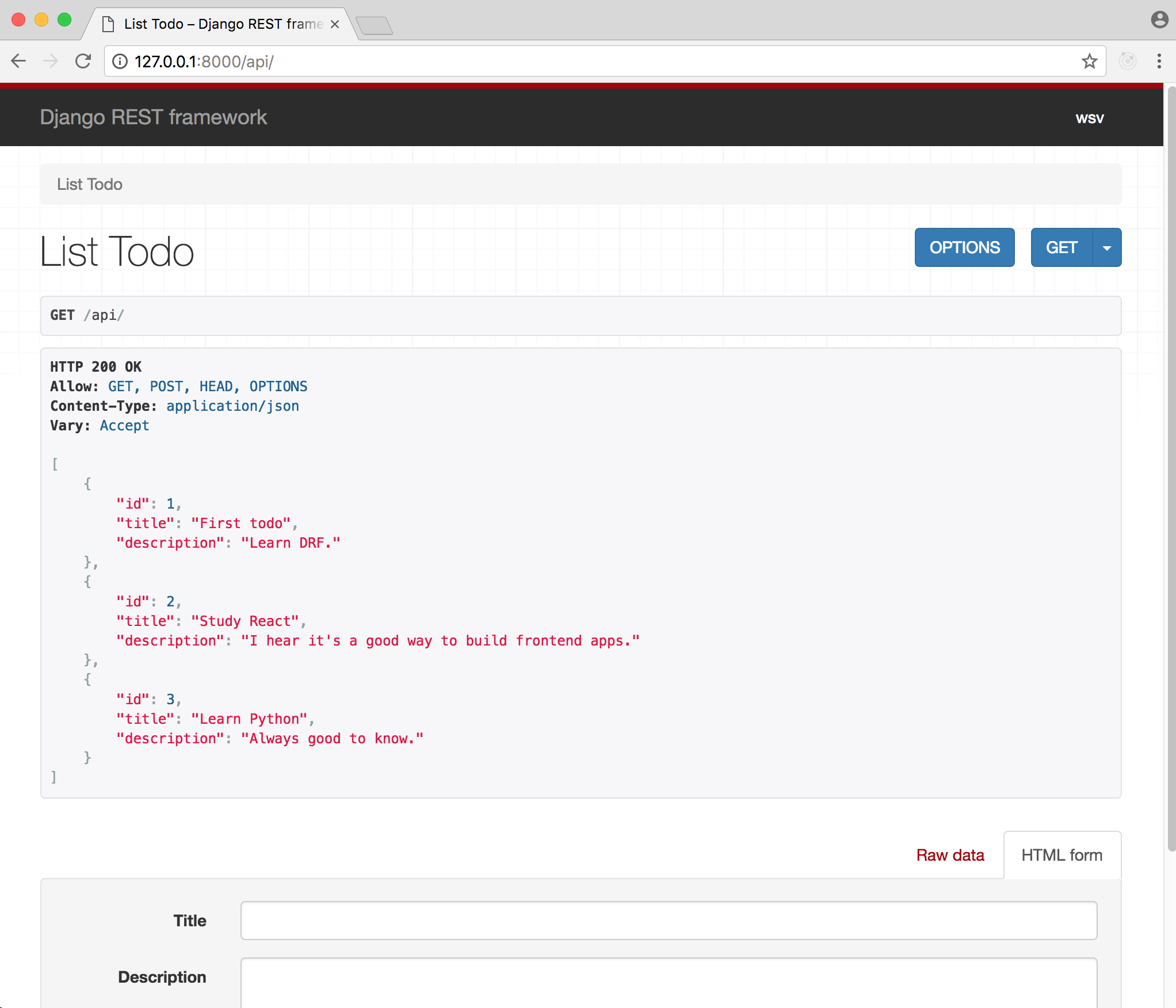 DRF API page