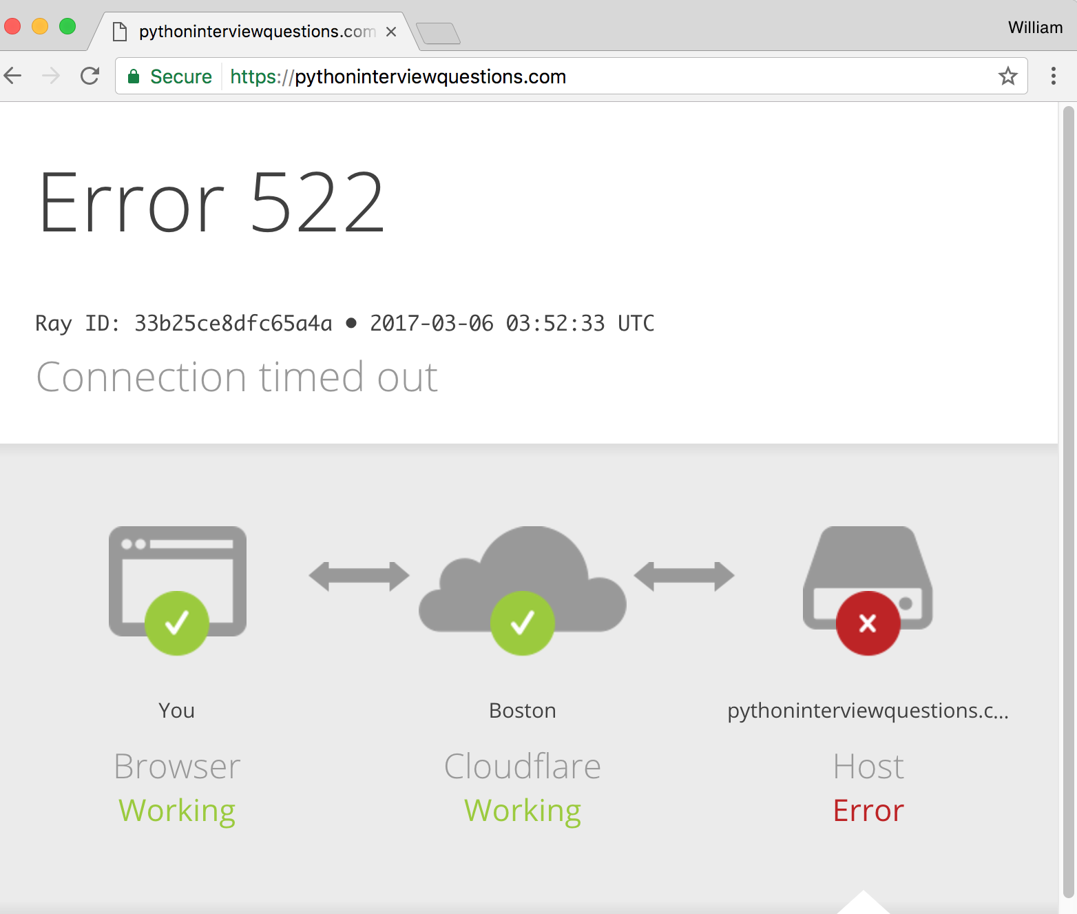 Error 522 Connection Timed Out Will Vincent