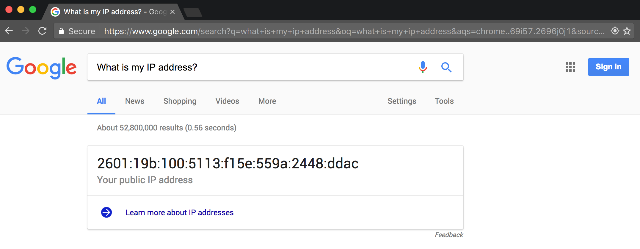 Google result for IP address