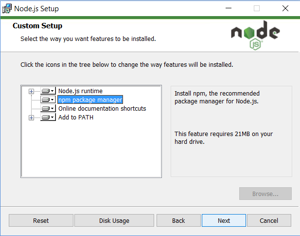 windows install node and npm