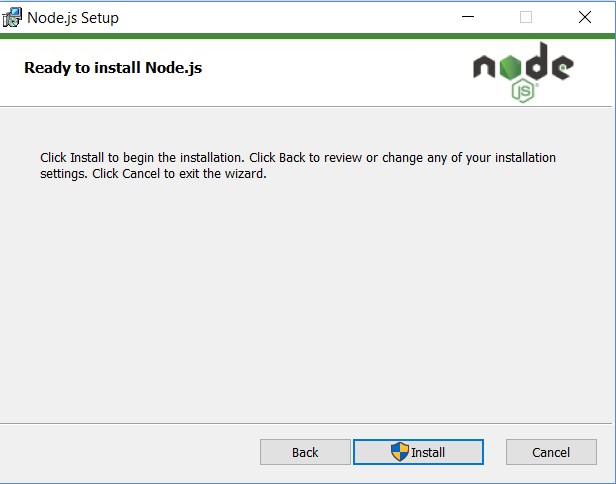 Node Website Installer .msi file