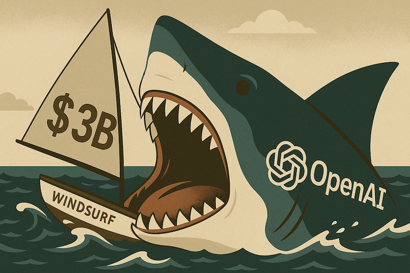 OpenAI Whale Eating a Windsurf Sailboat
